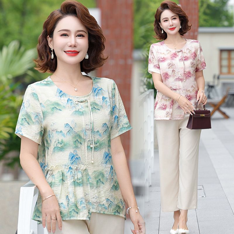 Summer Clothing Over 60 - Haut en mousseline à manches courtes