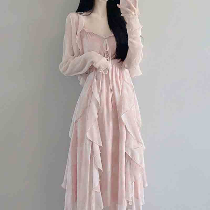 Summer Clothing Aesthetic - Ensemble de robe à bretelles pour