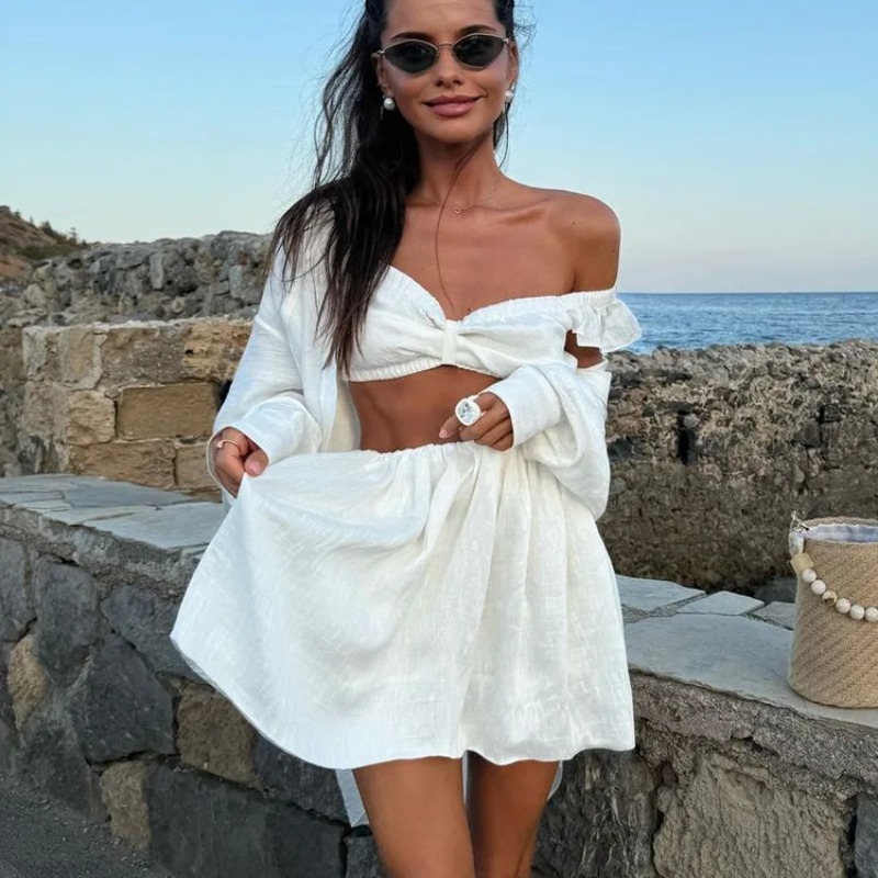 Summer Clothing Women Sale - Débardeur bouffant Mini jupe deux pièces