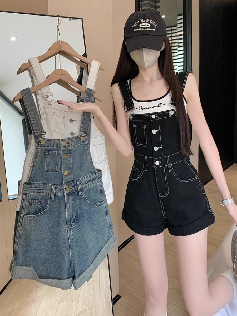 Summer Loving Clothing - Barboteuses femmes solide bretelles Denim vacances