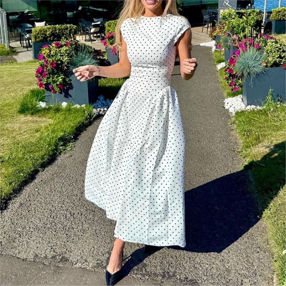 Summer Zara - Robe Courte Blanche Imprimée à Pois