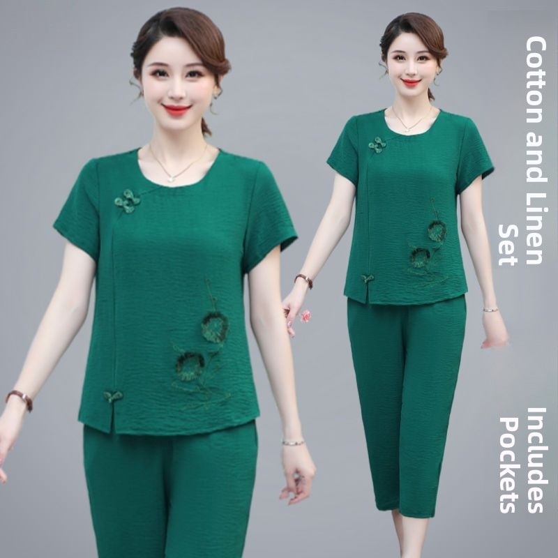 Summer Clothing Over 60 - Ensemble deux pièces d'été en coton