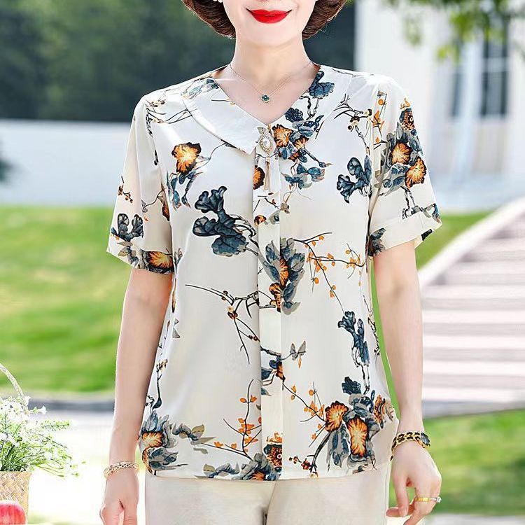 Summer Clothing Over 60 - Haut en mousseline à manches courtes
