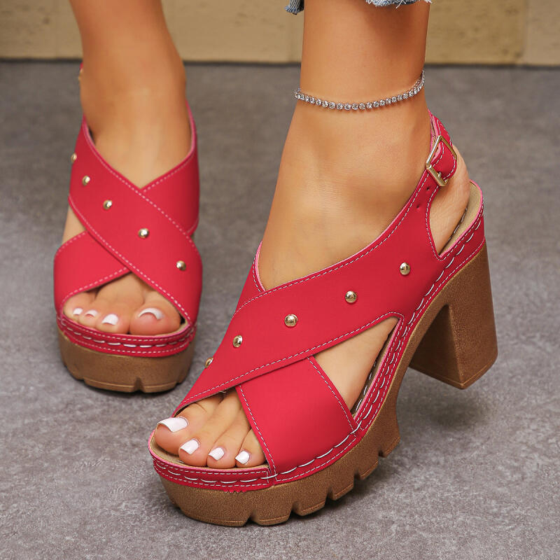 Summer Clothing Offers - Vintage Super haut talon sangle croisée