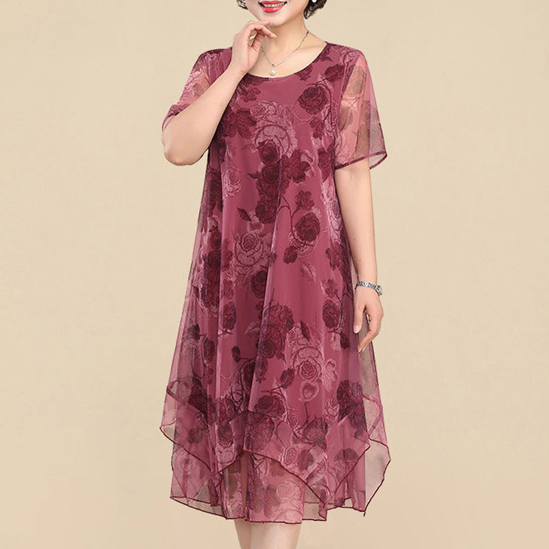 Robe mi-longue à col rond et m - Summer Clothing For 60 Year Old Woman avis et prix