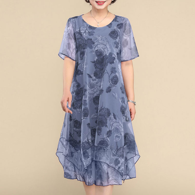 Robe mi-longue à col rond et m - Summer Clothing For 60 Year Old Woman avis et prix