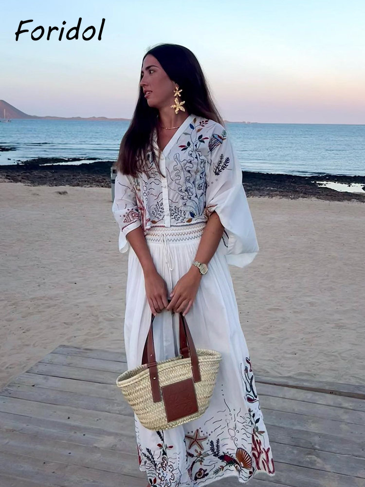 Foridol-Jupe Maxi Brodée à Man - Summer Clothing Women Sale avis et prix
