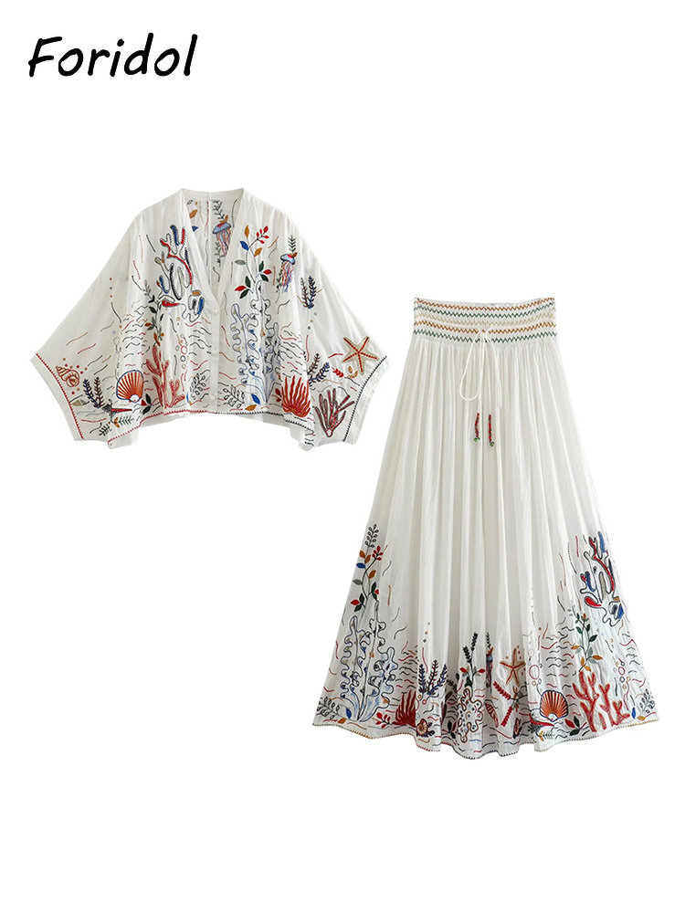 Foridol-Jupe Maxi Brodée à Man - Summer Clothing Women Sale avis et prix