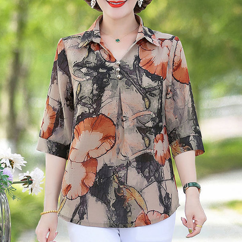 Chemise d'été Vintage imprimé  - Summer Clothing For 60 Year Old Woman avis et prix